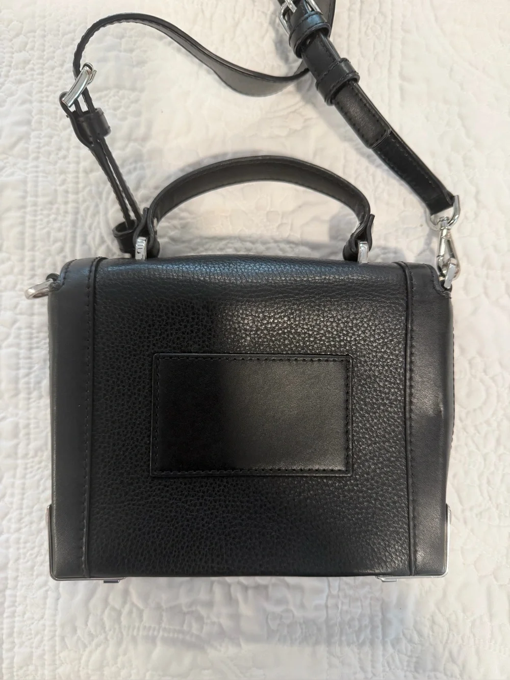 Michael Kors Jayne Small Black Leather Trunk Satchel Crossbody